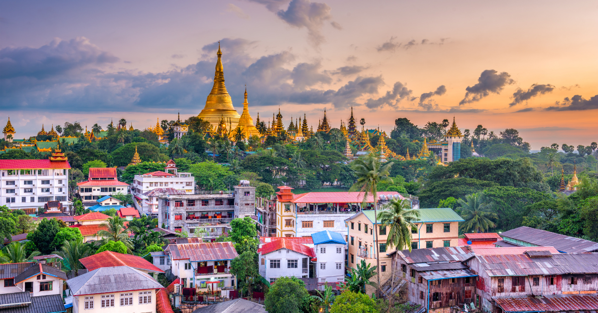 beautiful sunset in Yangon, Myanmar